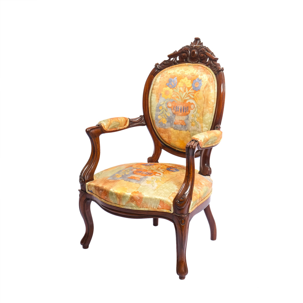 Rococo Revival Walnut Parlor Armchairs