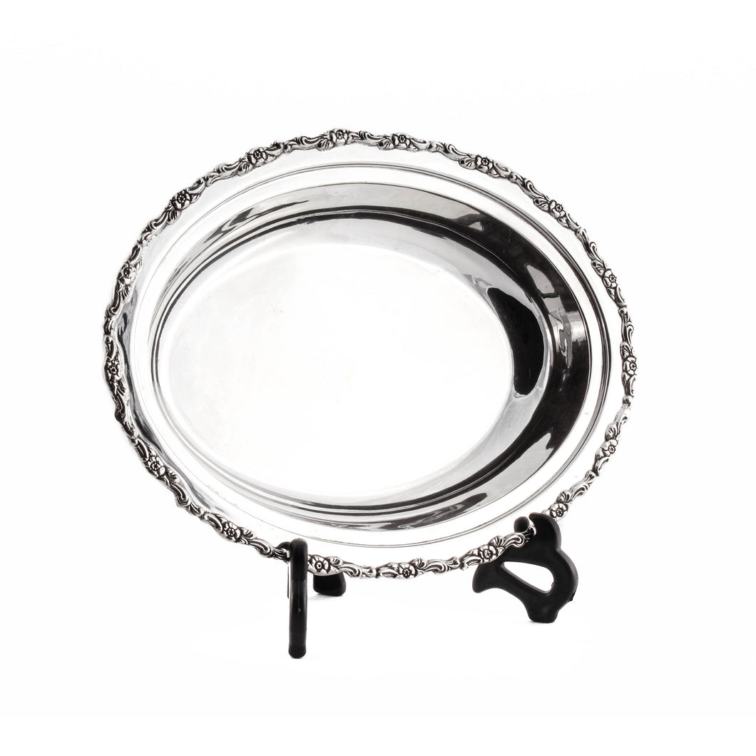 Hand Engraved Floral Rim Oval Plate