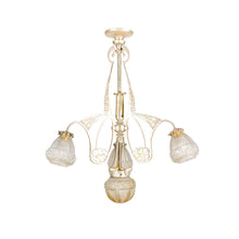 Load image into Gallery viewer, Antique French Art Nouveau Gilt Silver Chandelier
