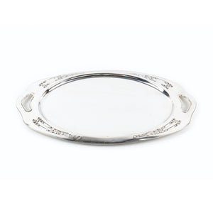 Silver Plated Tray With Pierced Handle Design