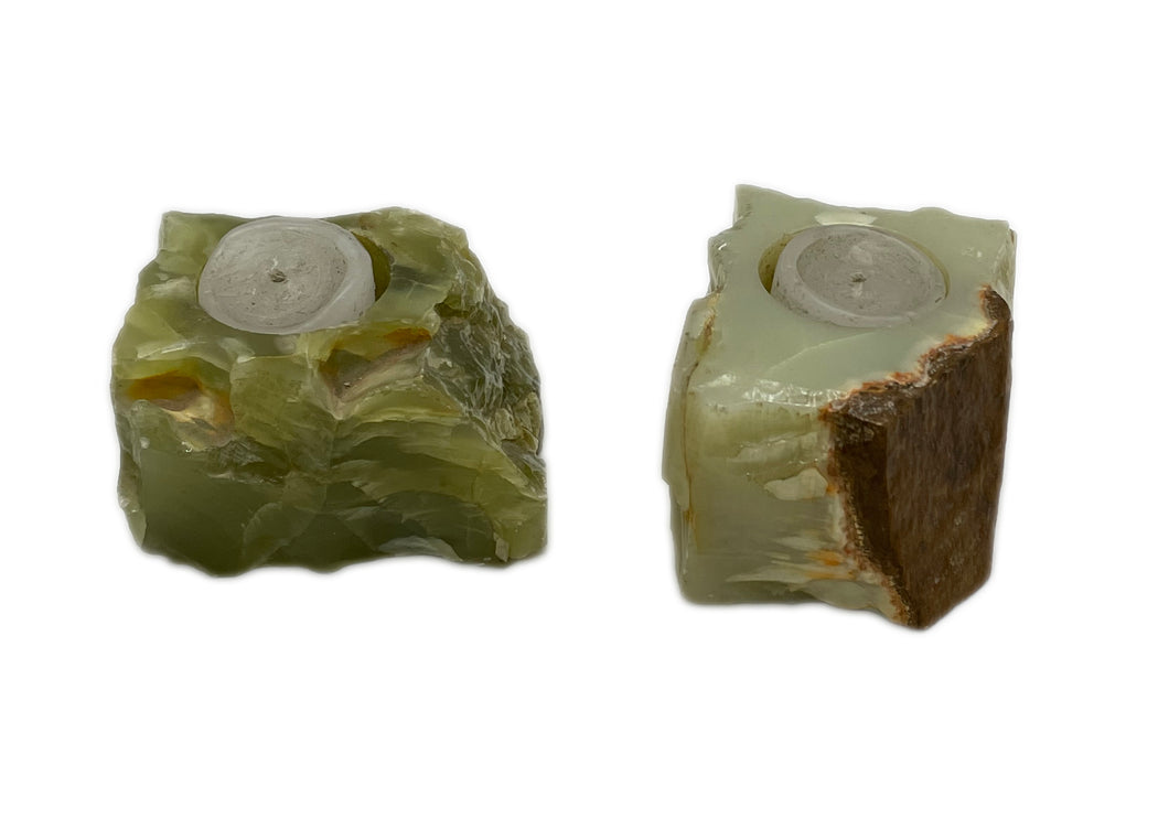 Two Onyx candle holders